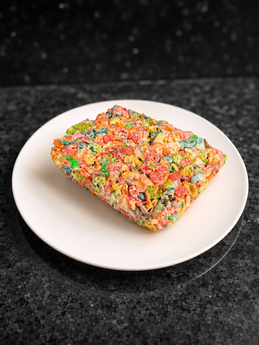 Colorful fruity cereal marshmallow crispy treat